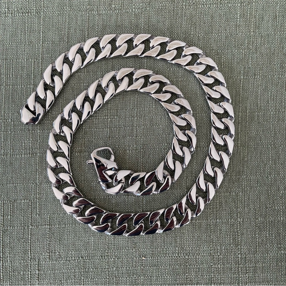 Stainless Steel Curb Link Necklace.  Mens: 24".